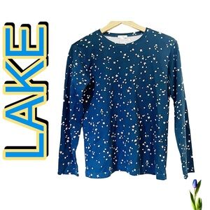 Lake Pijama long sleeve Top Stars in Blue Starry Night 100% Pima Cotton Size S